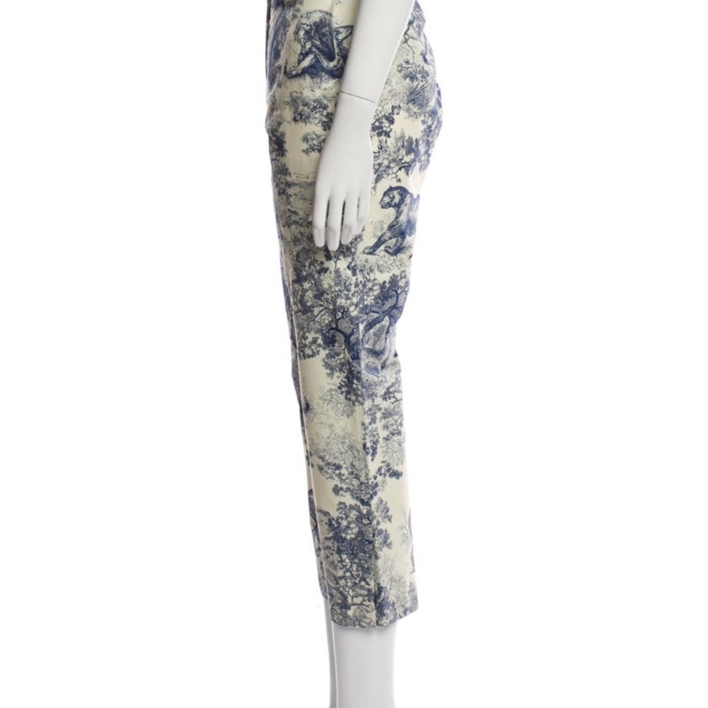 AUTHENTIC Dior Women's Blue and White Patterned Chinos